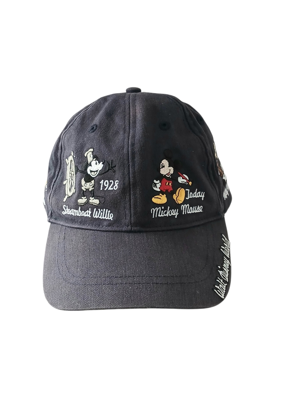Vtg Disneyland Dark Blue Mickey Mouse Evolution Through The Years Baseball Cap